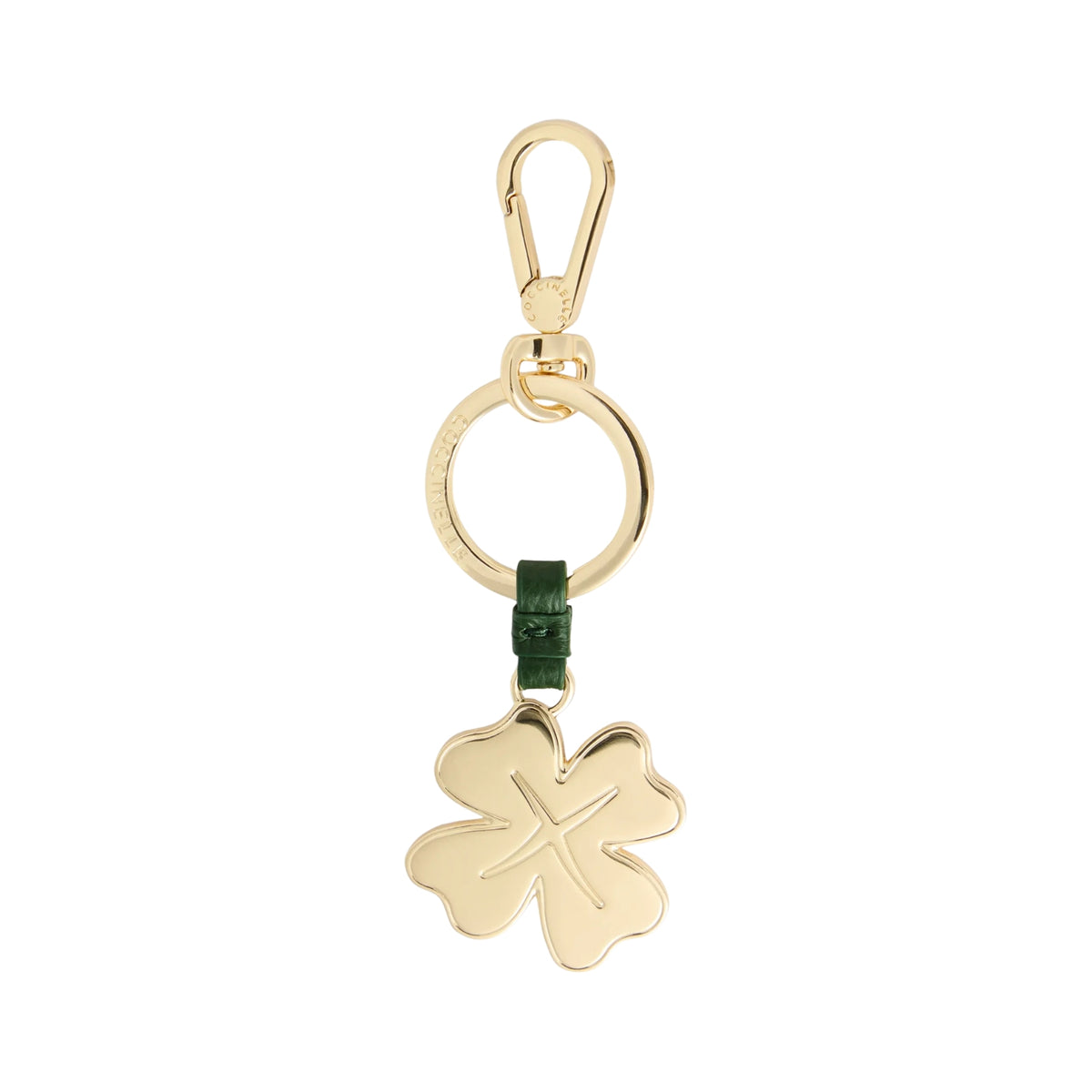 Portachiavi Quadrifoglio in pelle e metallo - Verde