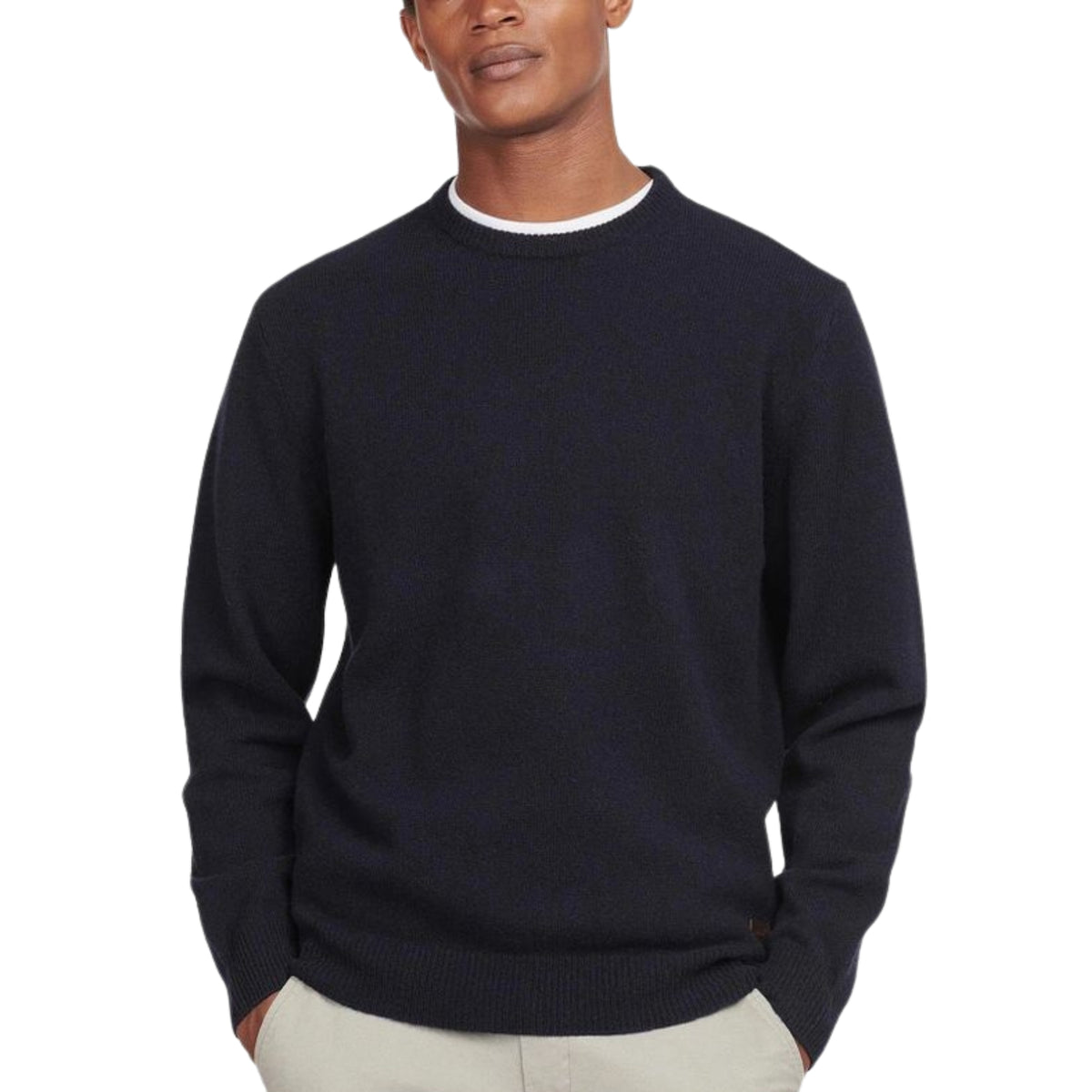 Maglione con toppe in pelle sui gomiti - Blu