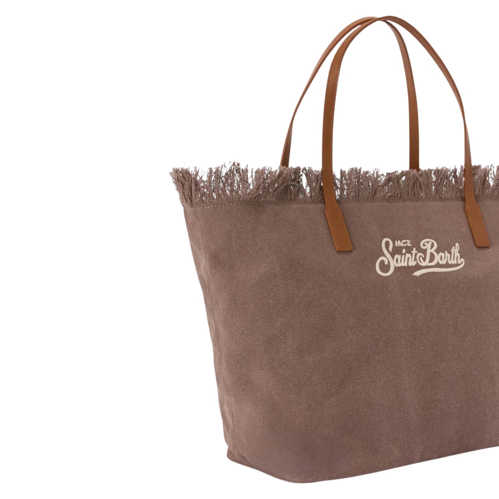 Borsa City regular in canvas con frange - MARRONE