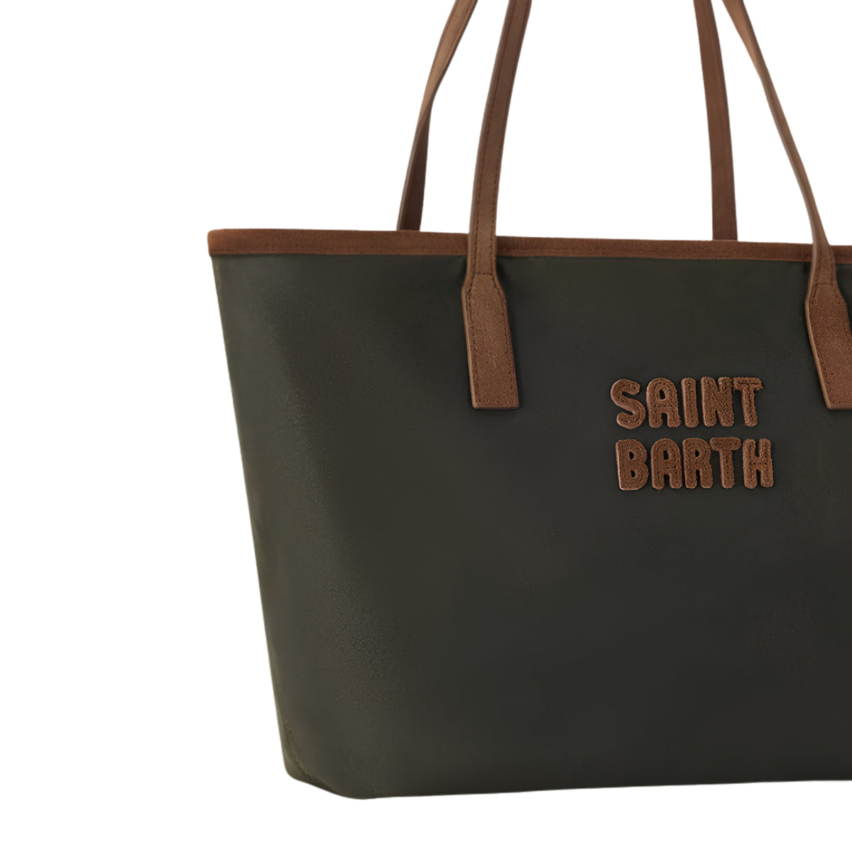 Borsa Medium City in tessuto cerato con ricamo logo - VERDE