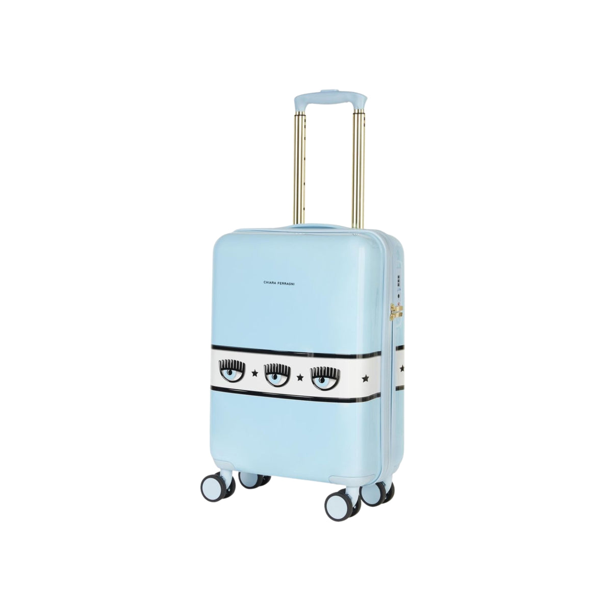Trolley Chiara Ferragni con banda Maxi Logomania - Celeste