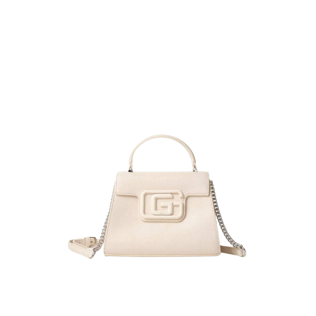 Borsa Shoulder Strap in ecopelle con maxi logo - Avorio