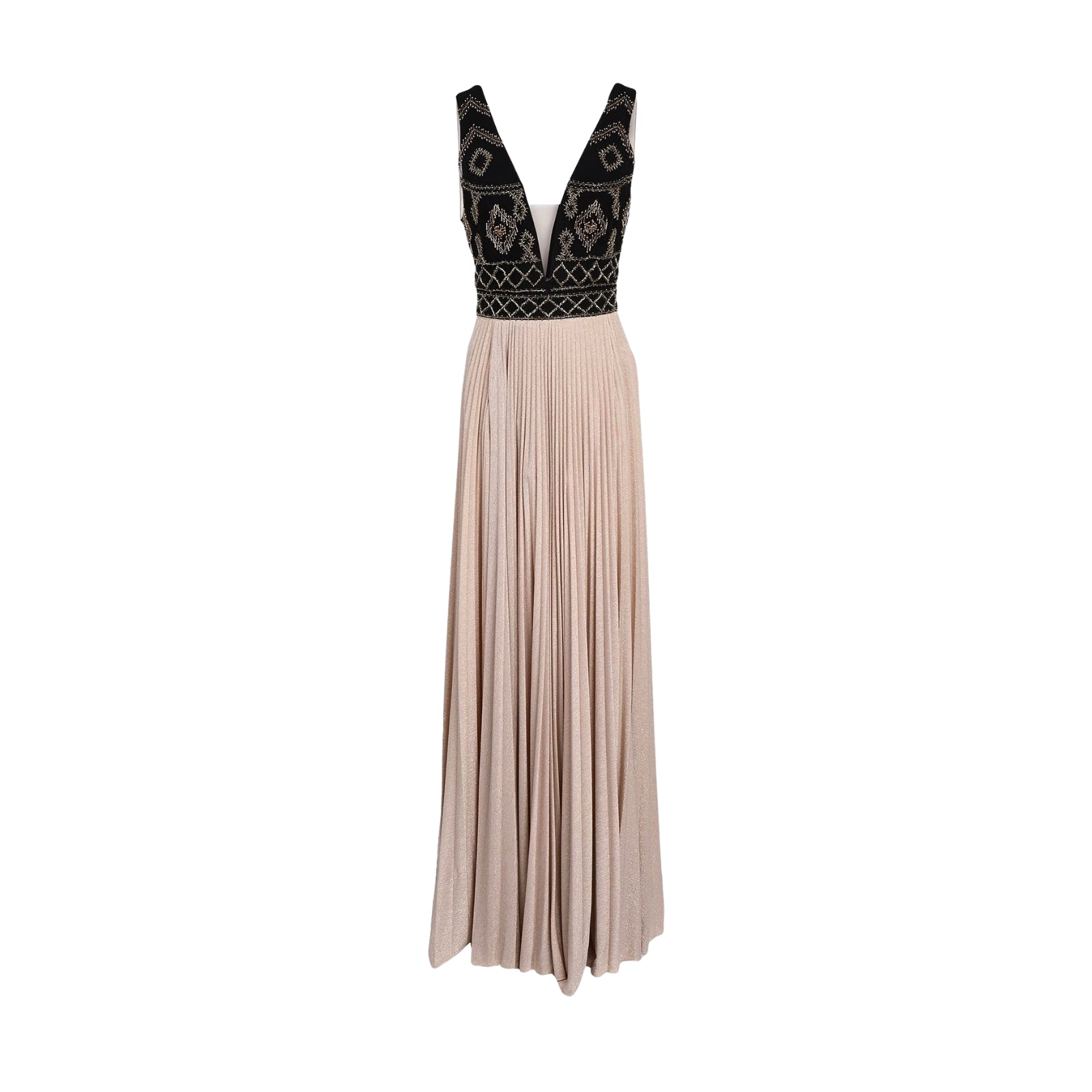 Abito Red Carpet con ricamo a rombo - NERO/ORO