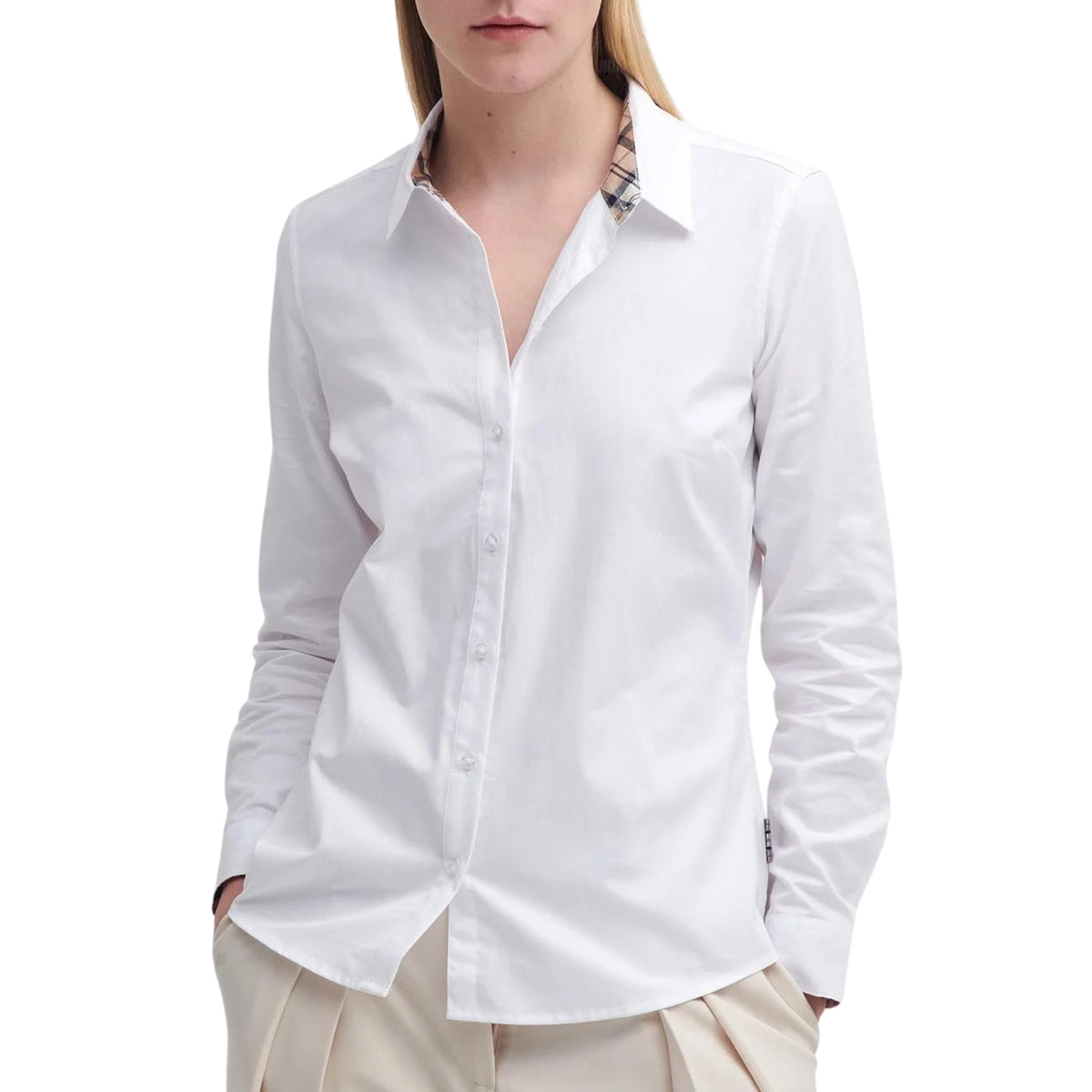 Camicia in cotone oxford con pinces - Bianco