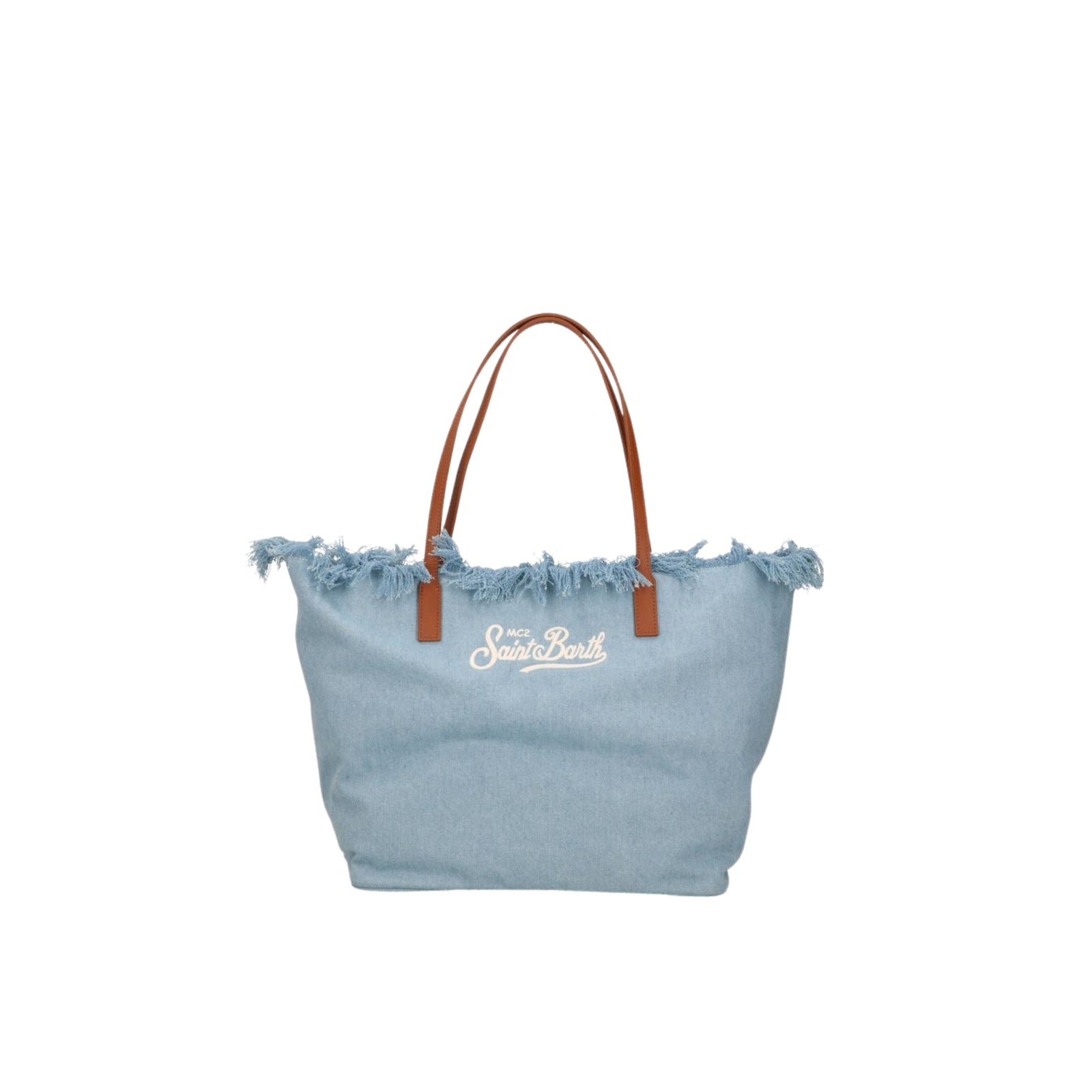 Borsa shopper City medium con frange - DENIM