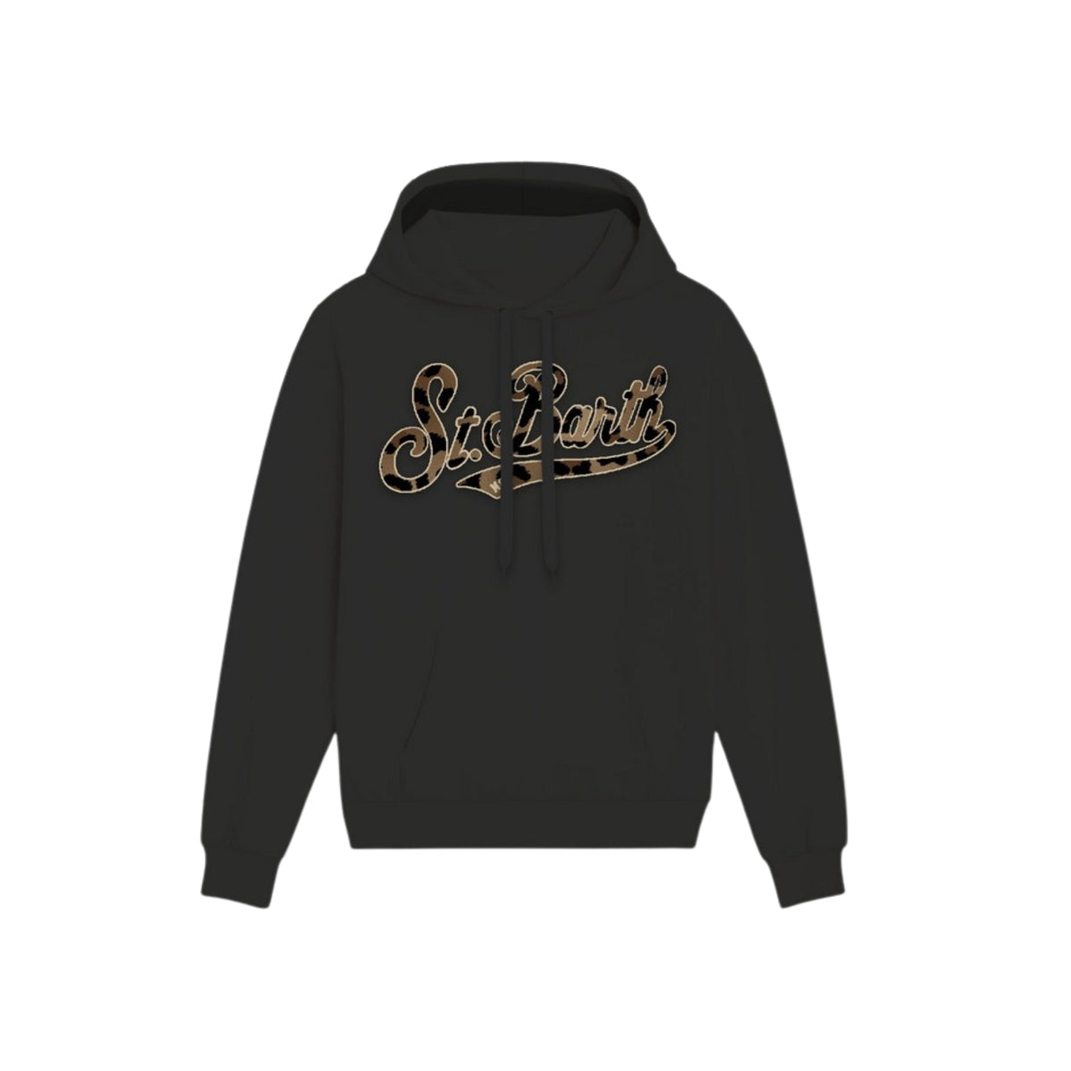 Felpa con cappuccio e patch leopardato - Nero