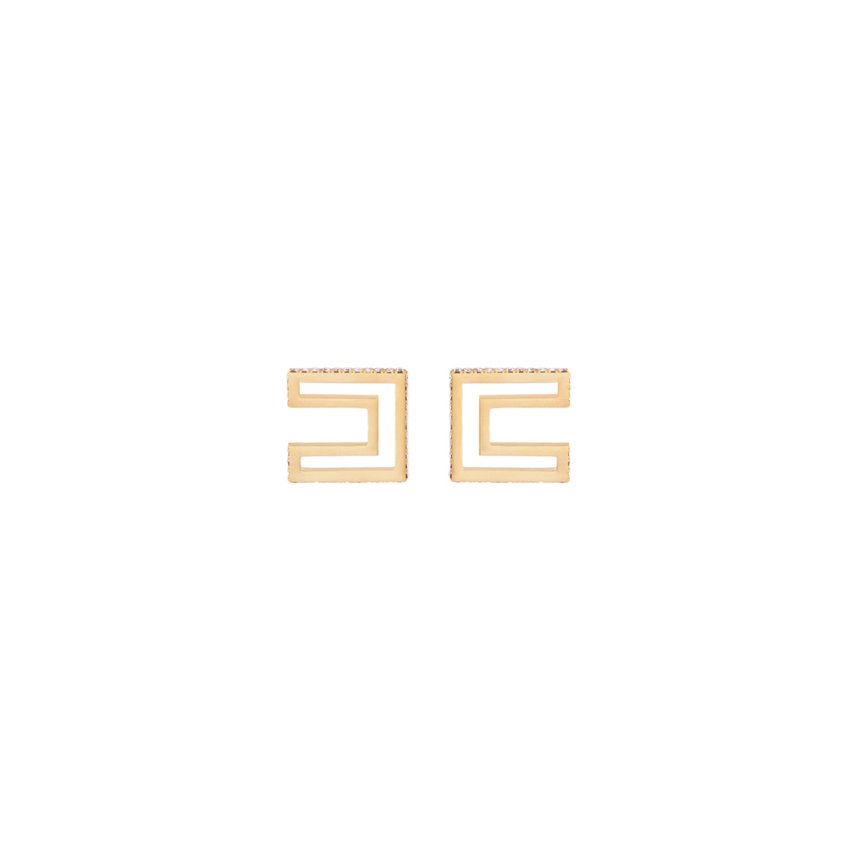 Orecchini forma logo con strass - Oro