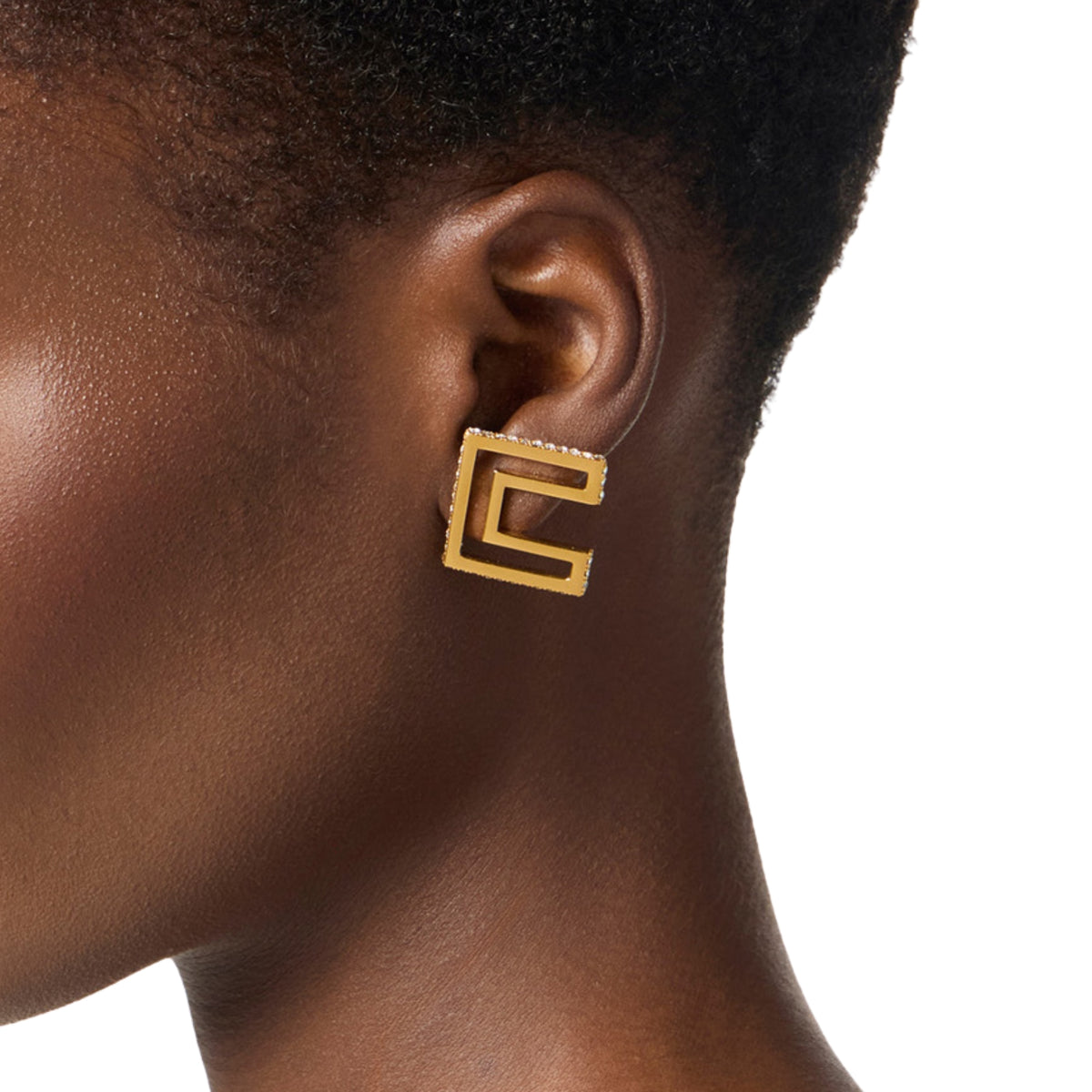 Orecchini forma logo con strass - Oro