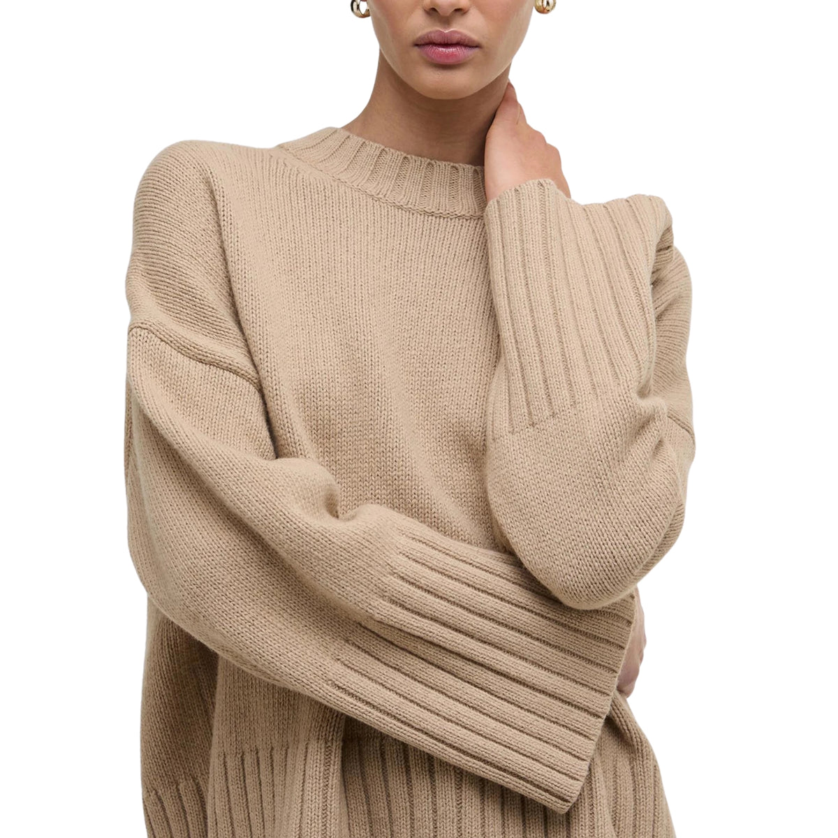 Maglione girocollo Sophia a maglia spessa - Beige