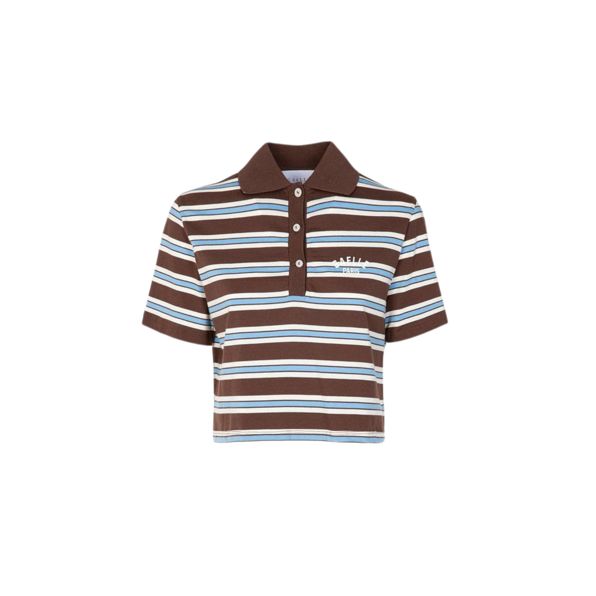 Polo crop a righe con logo - Moka