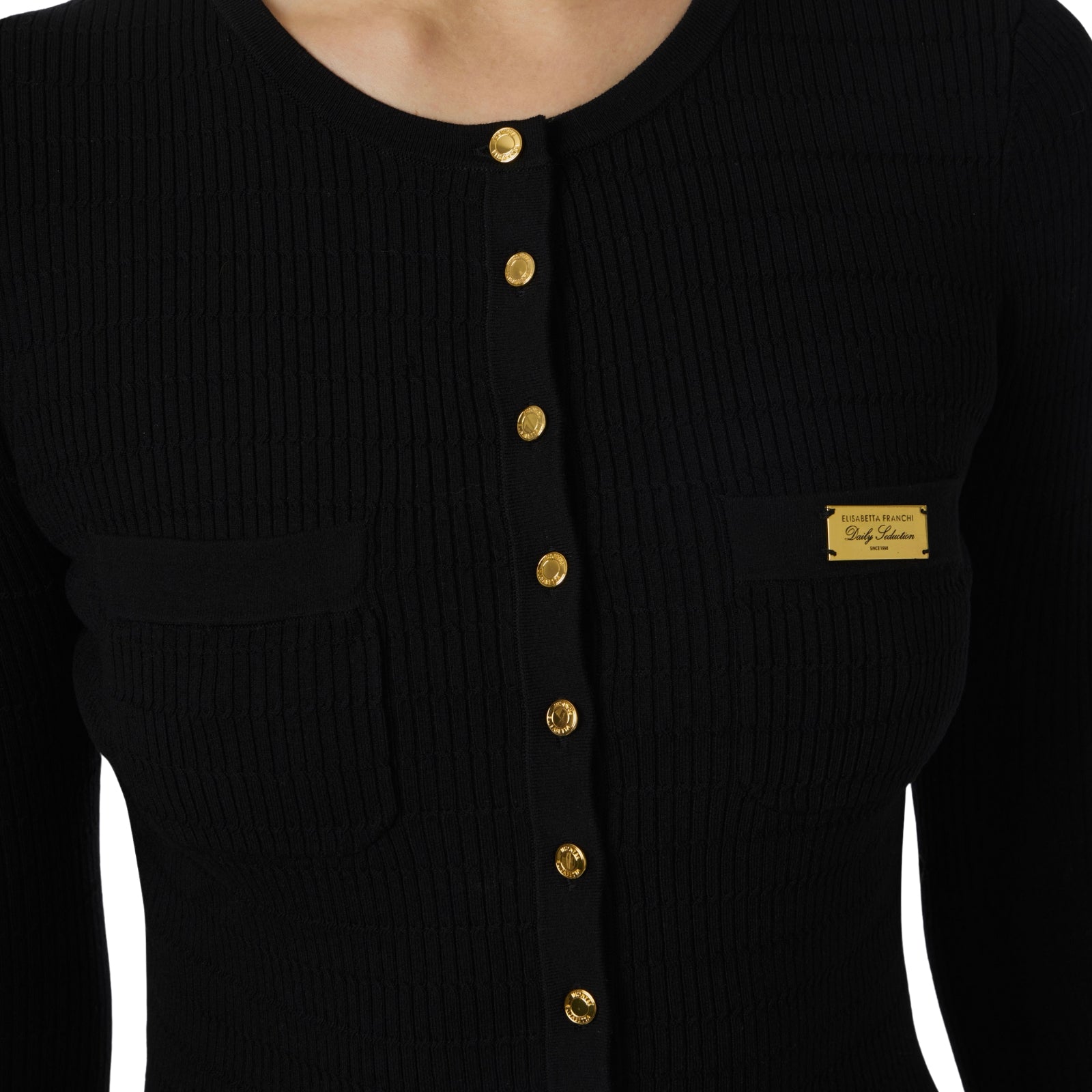 Cardigan in maglia a micro trecce - NERO
