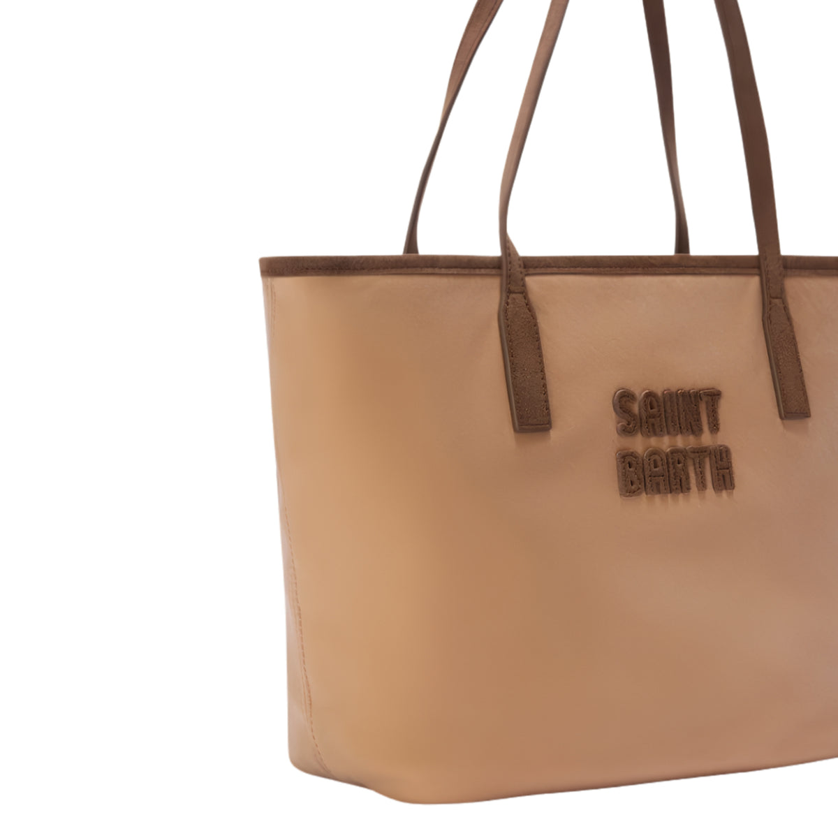 Borsa Medium City in tessuto cerato con ricamo logo - BEIGE