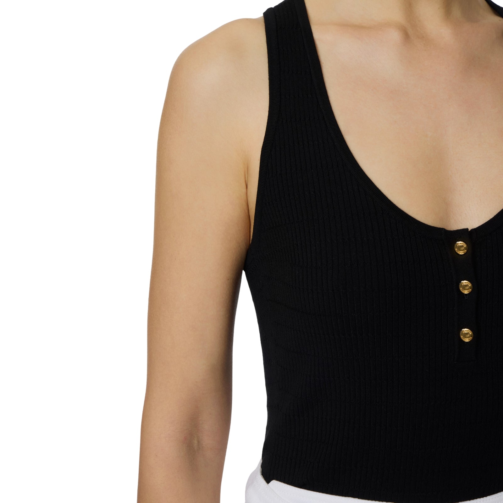 Top in maglia a micro trecce - NERO