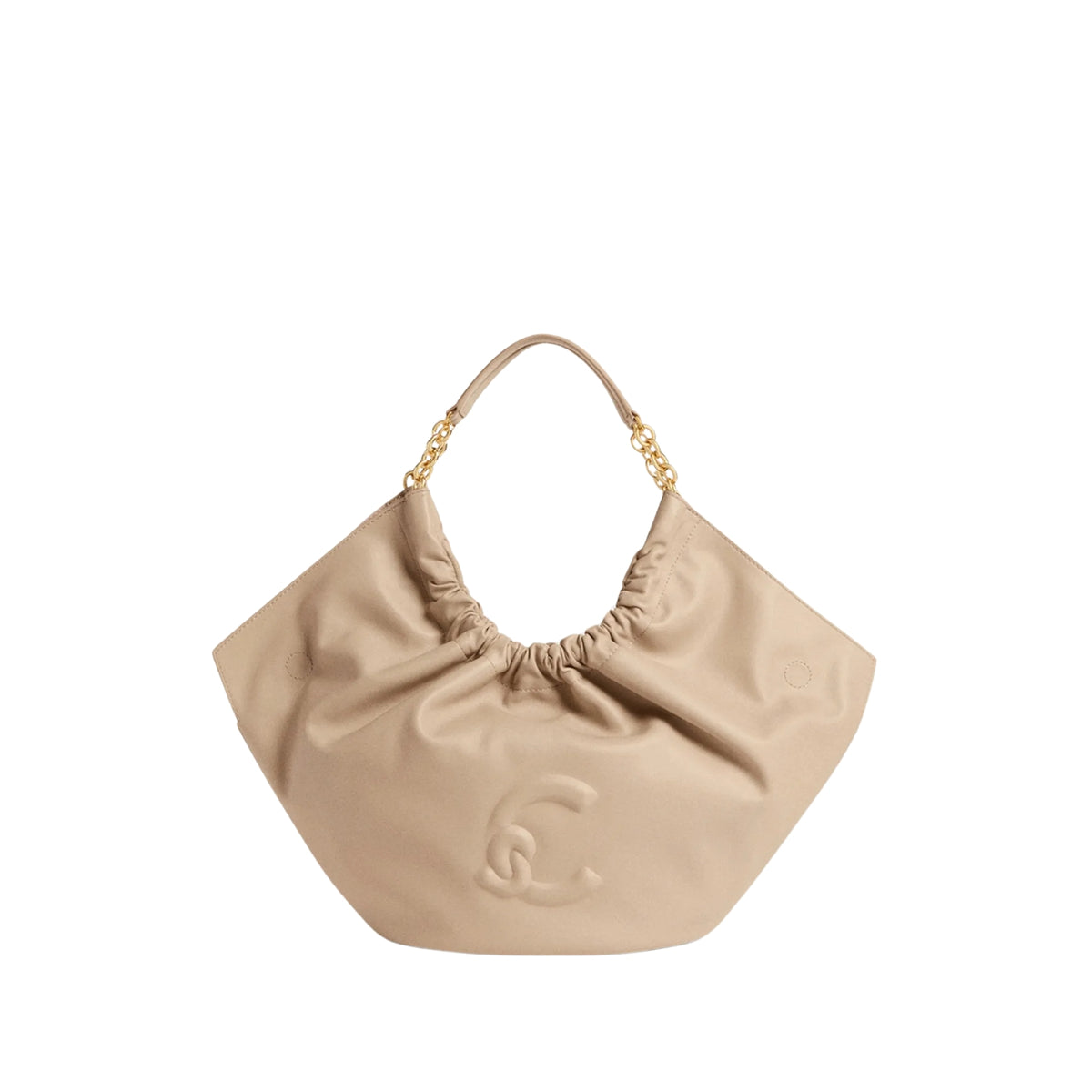 Borsa Smash in pelle liscia con catena - Beige