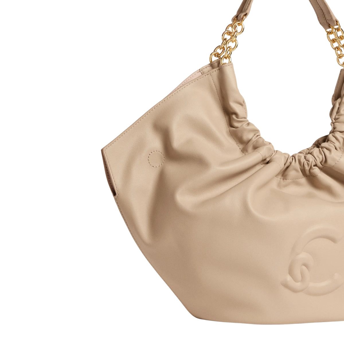 Borsa Smash in pelle liscia con catena - Beige