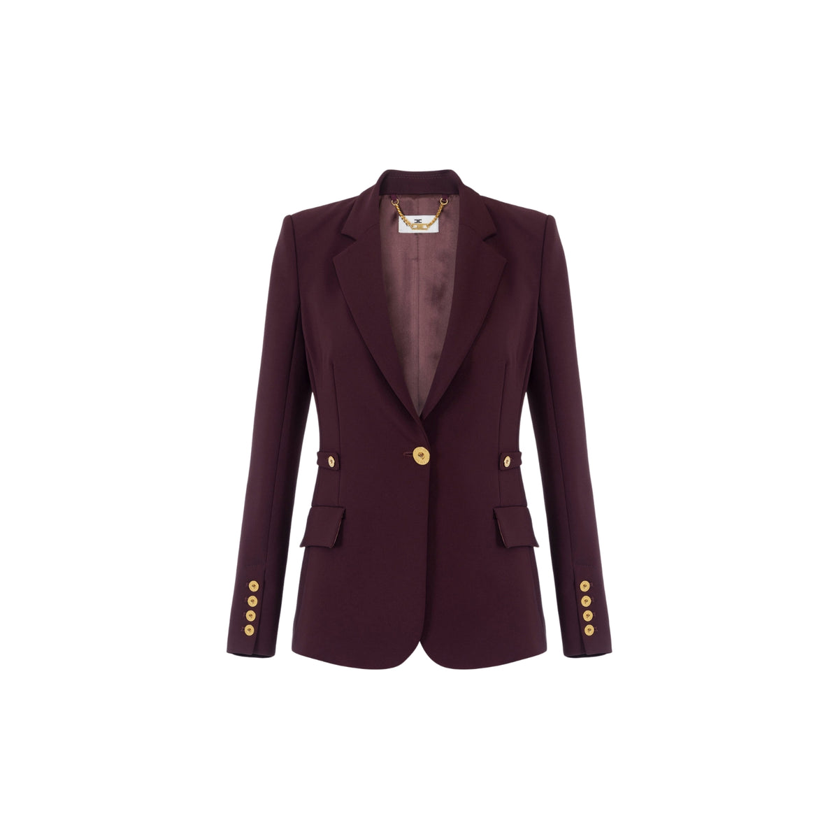 Giacca blazer in crêpe con accessorio gioiello - Merlot