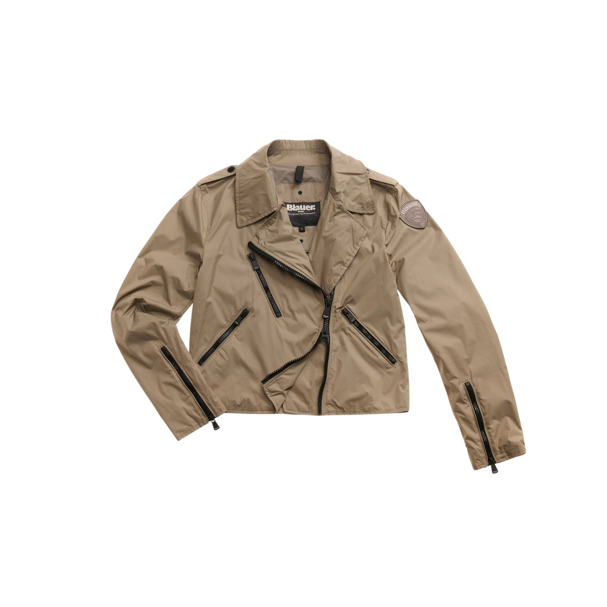 Chiodo in nylon con collo a doppio revers - Grigio