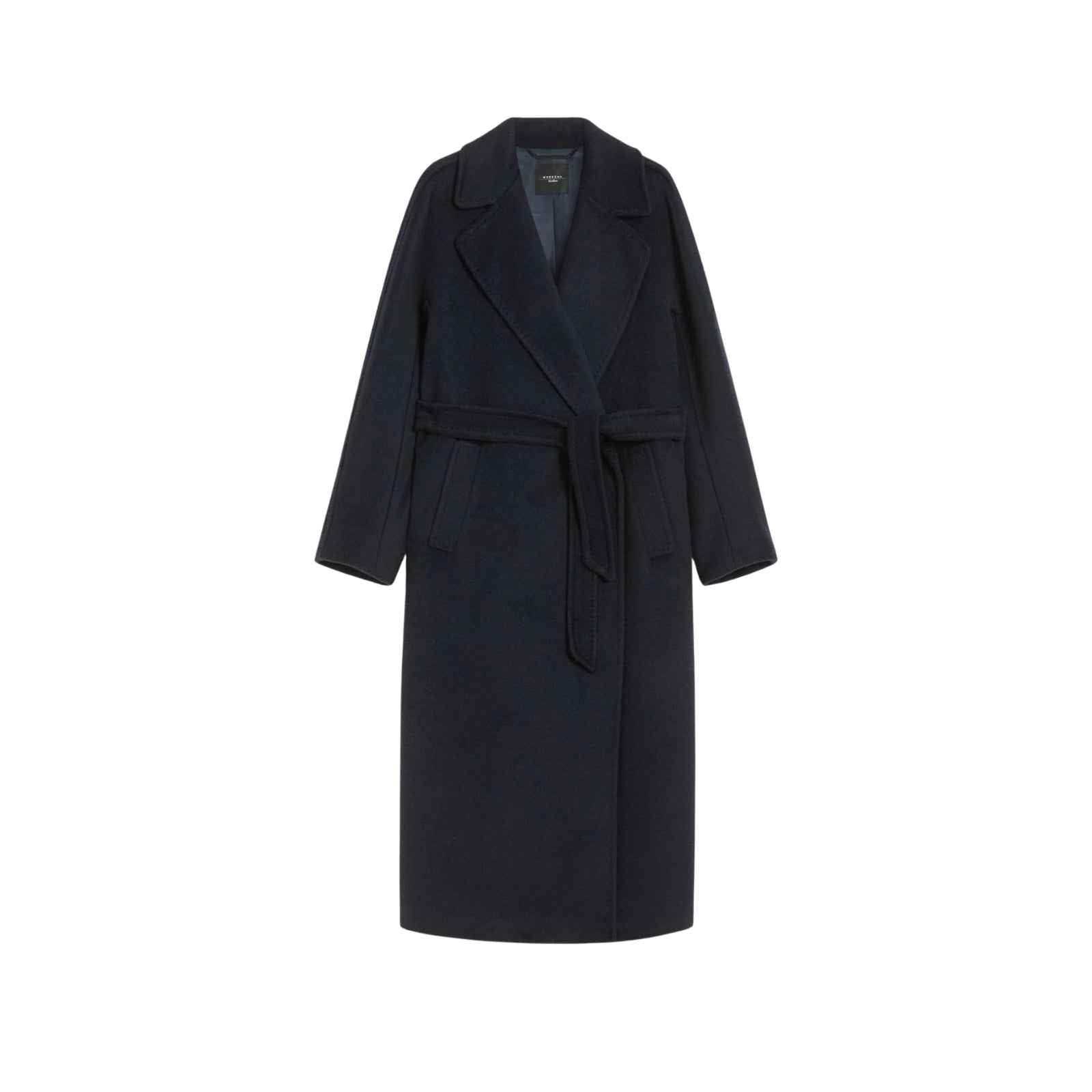 Cappotto Tempera lungo in lana e alpaca - NERO