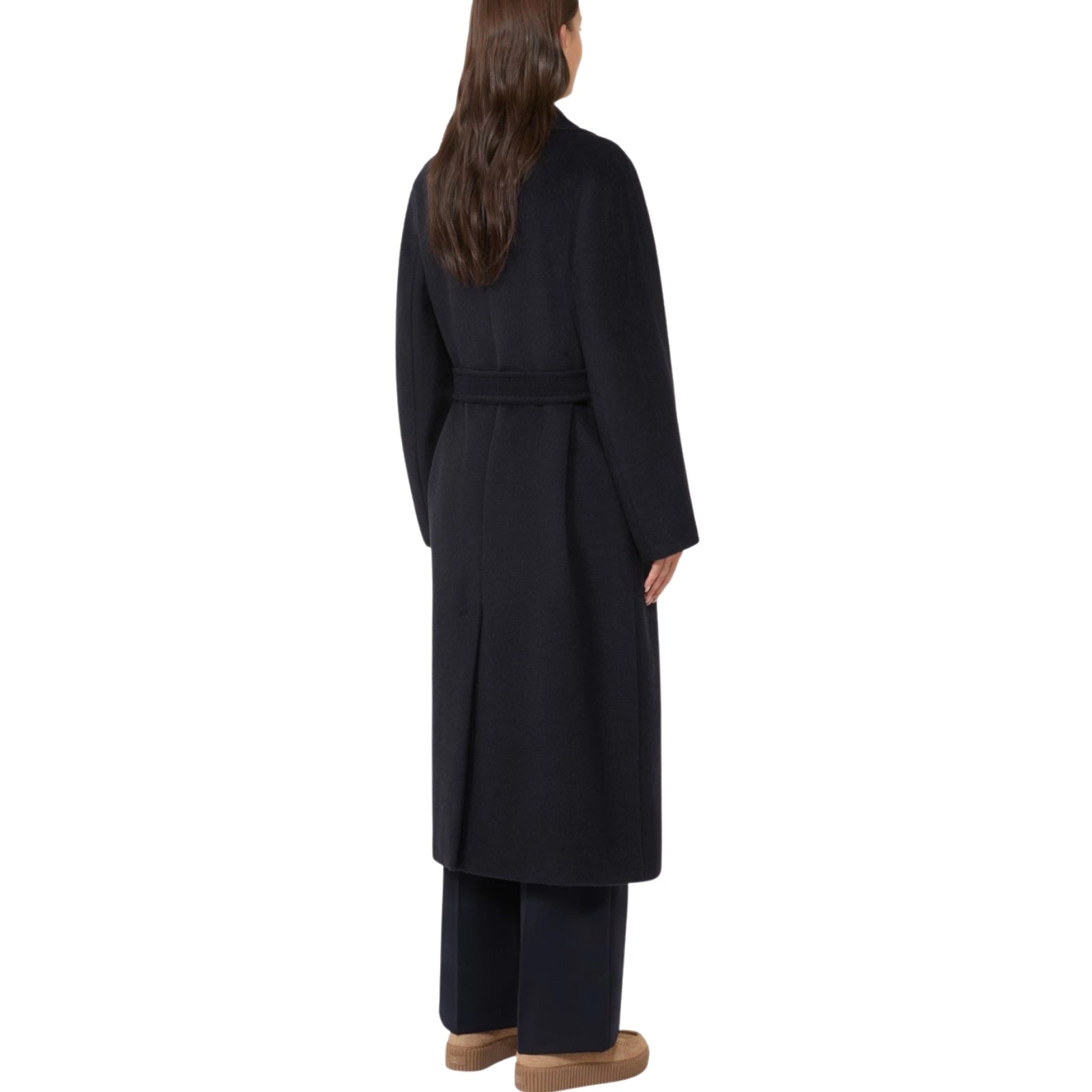 Cappotto Tempera lungo in lana e alpaca - NERO