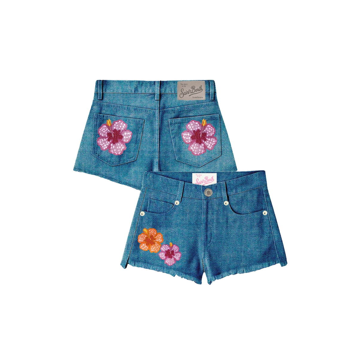 Shorts in denim stampato - Denim