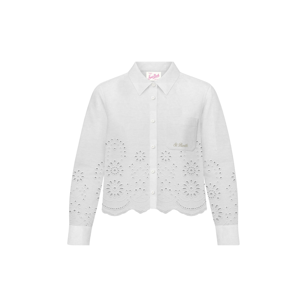 Camicia Oriane in sangallo traforato - Bianco