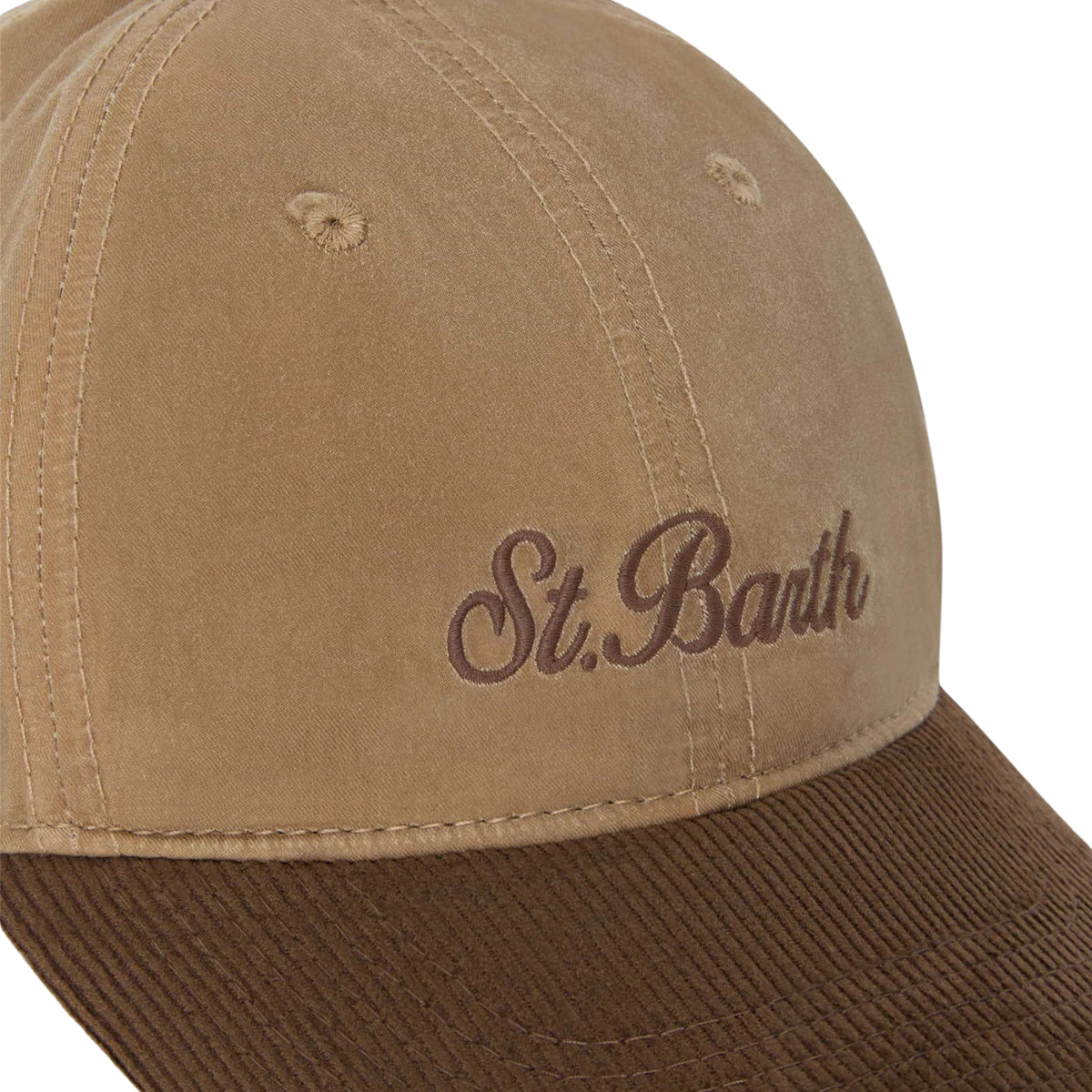 Cappello Baseball in velluto a coste cerato con ricamo logo-BEIGE