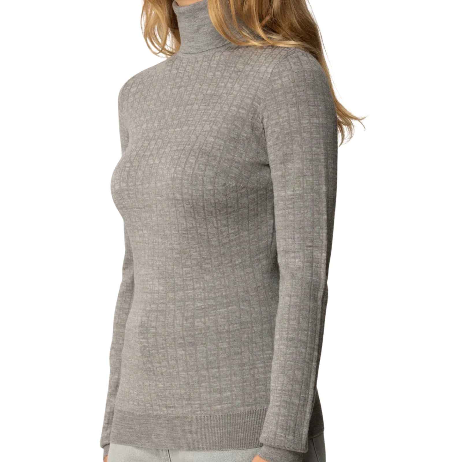 Maglia in lana con micro-logo jacquard - GRIGIO