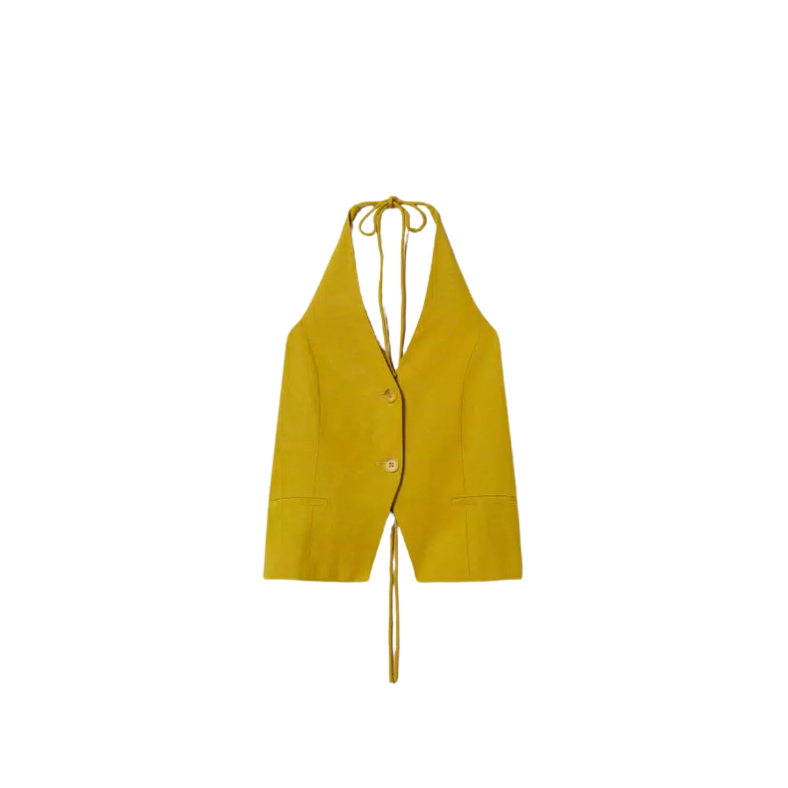 Gilet in misto lino con scollatura halter