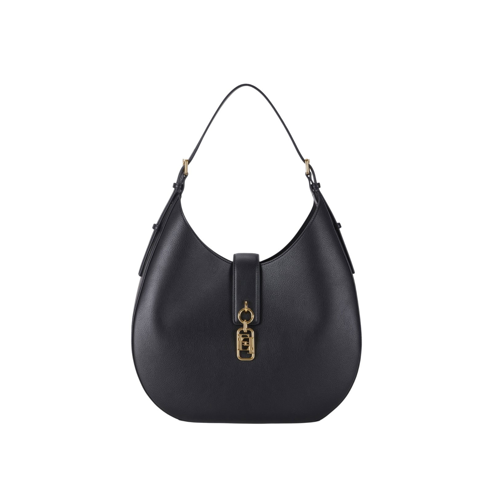 Hobo tonda con charm - NERO