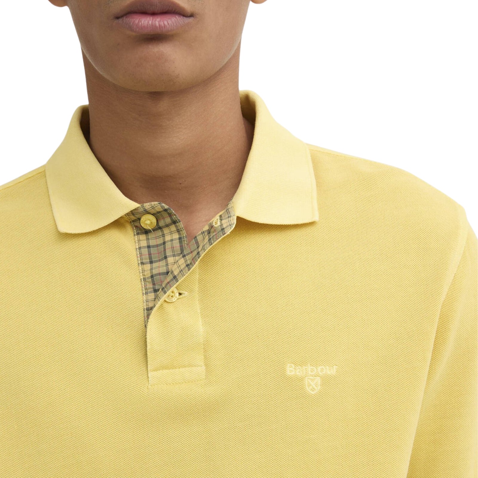 Polo in piqué in tartan Washed - GIALLO