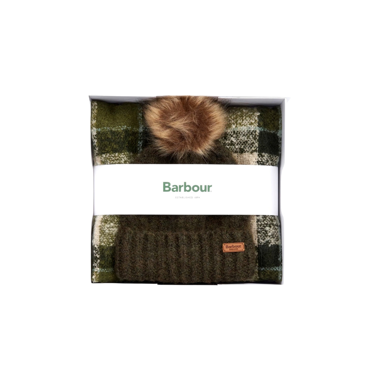 Coordinato Saltburn con berretto pompon e sciarpa - Verde