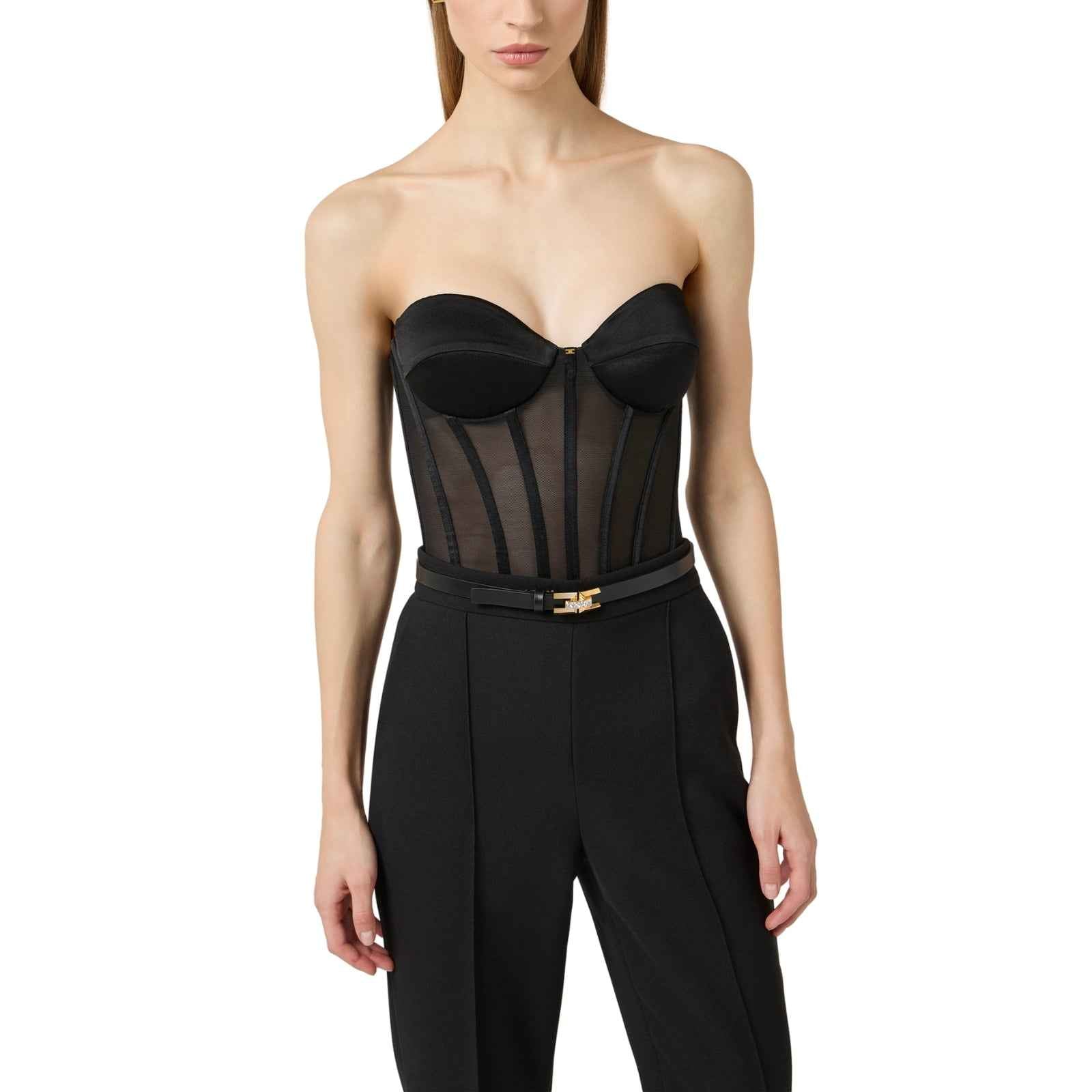 Top bustier in tulle e satin