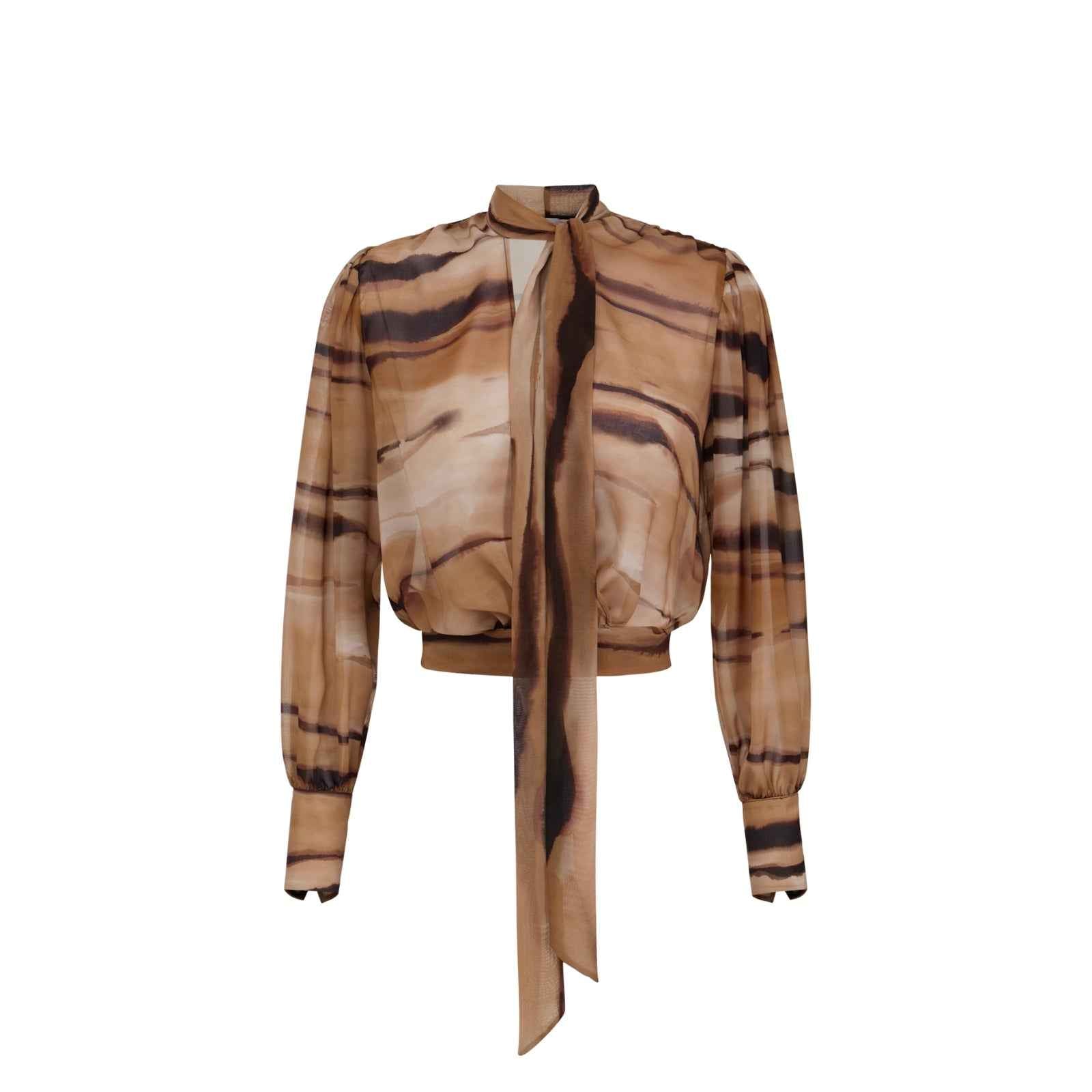 Blusa in chiffon con stampa tigre
