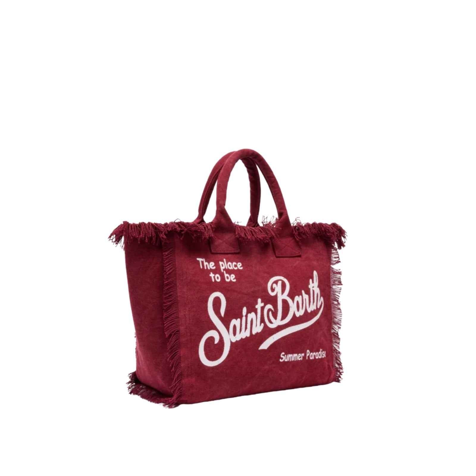 Borsa in tela di cotone con frange - BORDEAU