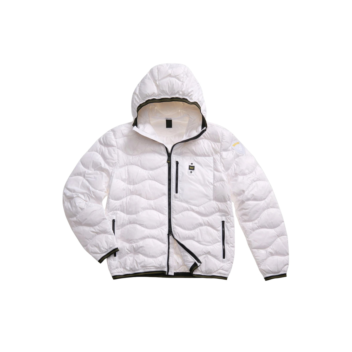 Piumino trapuntato ad onde con taschina - Bianco
