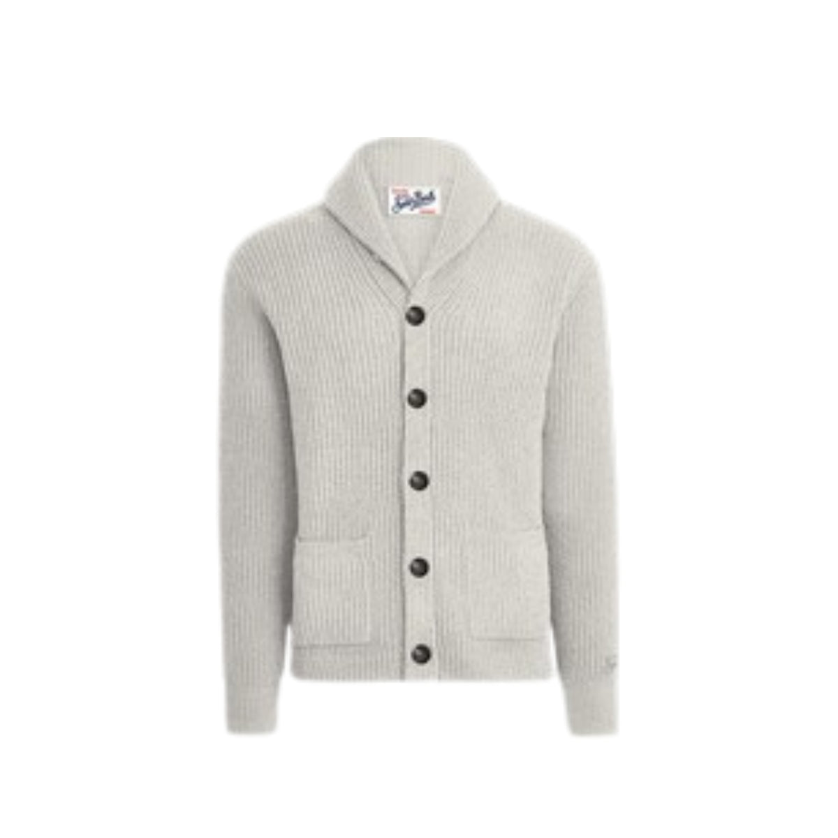 Cardigan Glasgow in lana merino a costa - Panna