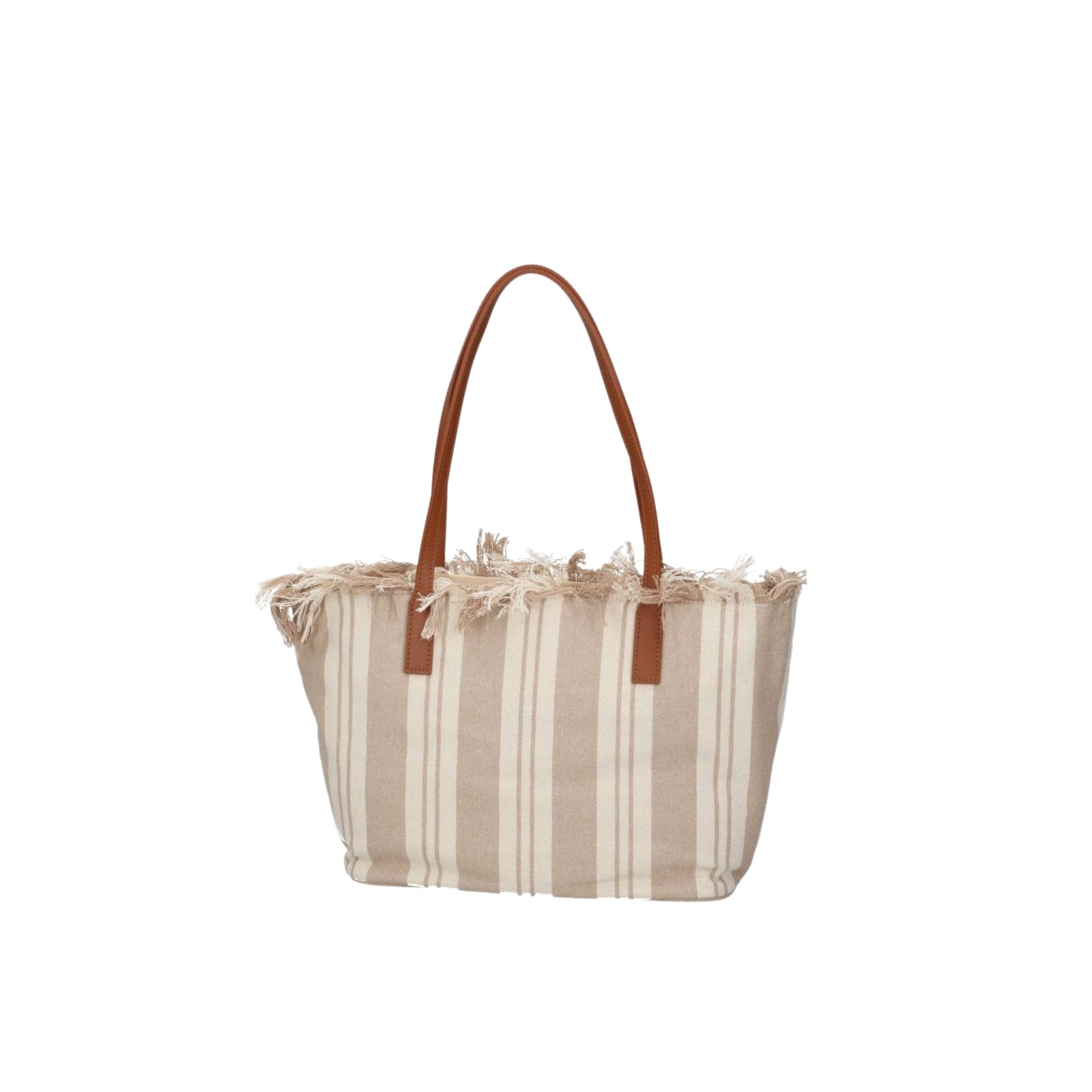 Borsa shopper City medium con frange - BEIGE
