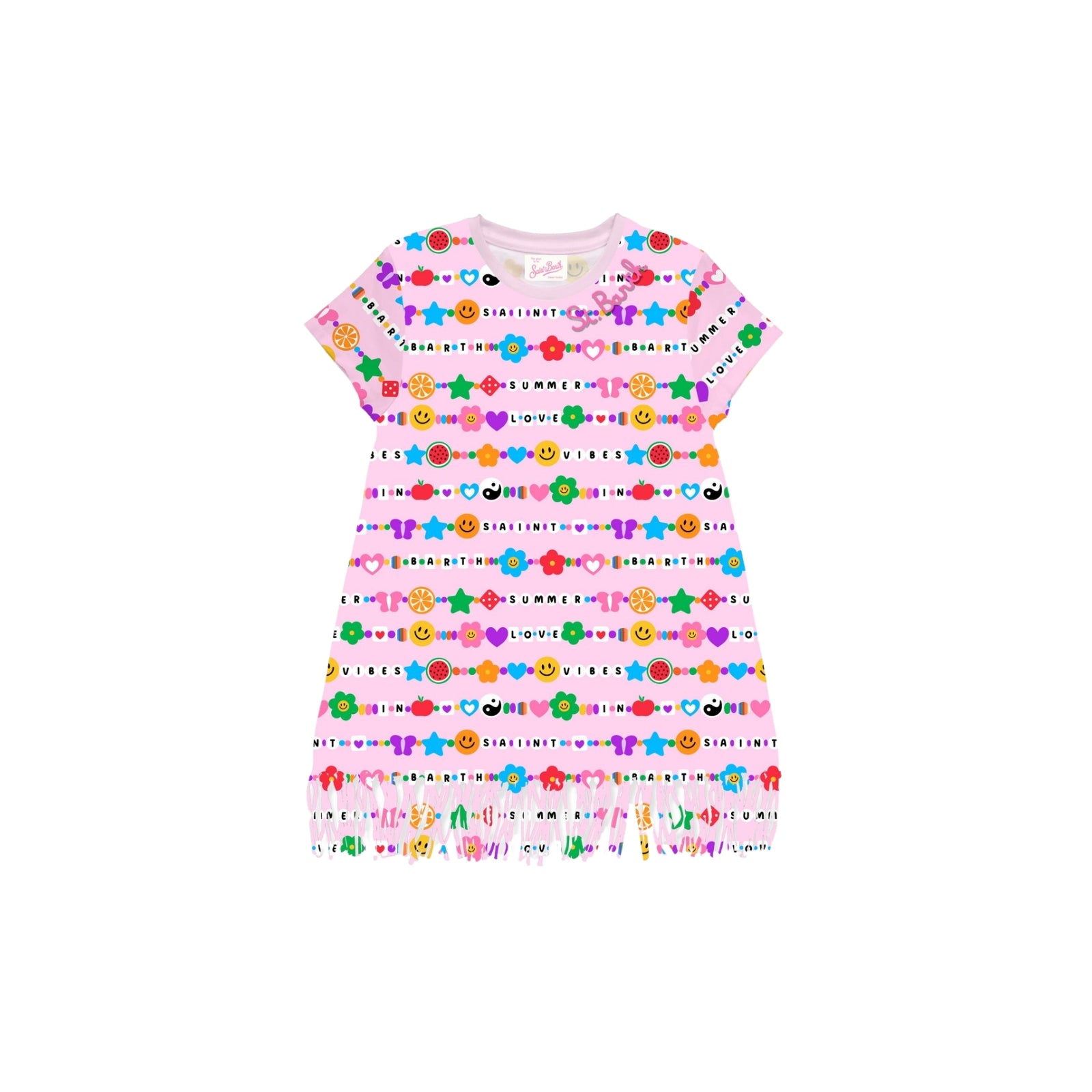 Abito Abbey da bambina con frange e stampa charms