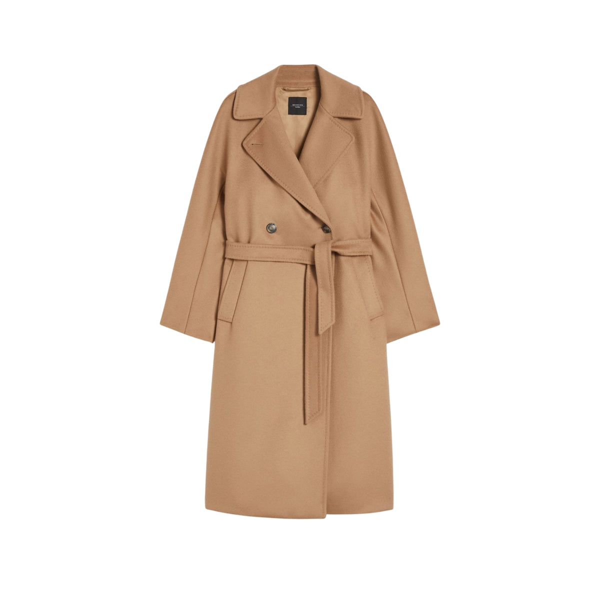 Cappotto midi sartoriale con cintura - Cammello