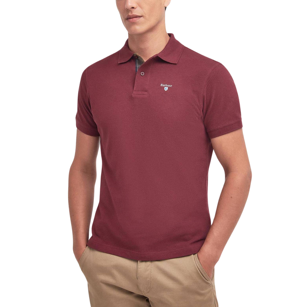Polo Barbour con finiture tartan - Rosso