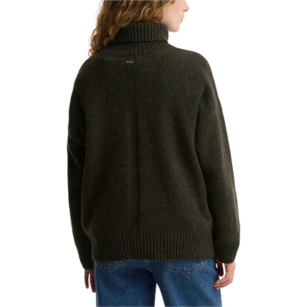 Maglione Stanford a collo alto con risvolto in lana screziata