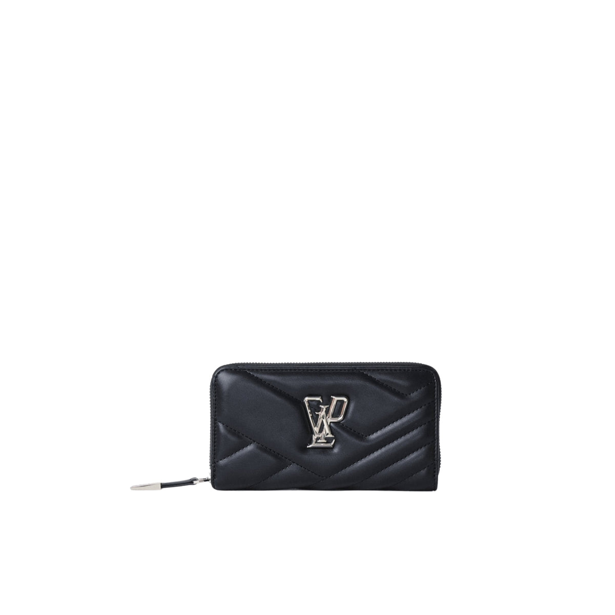 Portafoglio zip around in ecopelle monogram - Nero