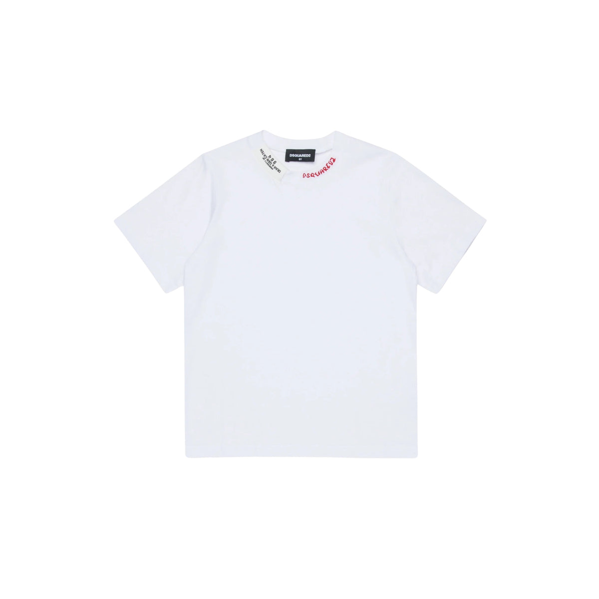 T-shirt con logo ricamato sul girocollo - Bianco