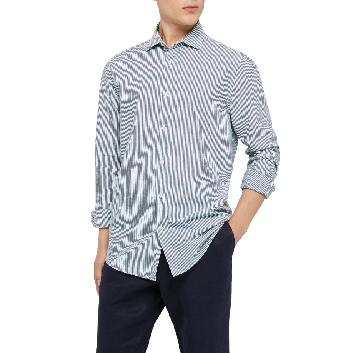 Camicia Pamplona in lino tinto in capo - Celeste