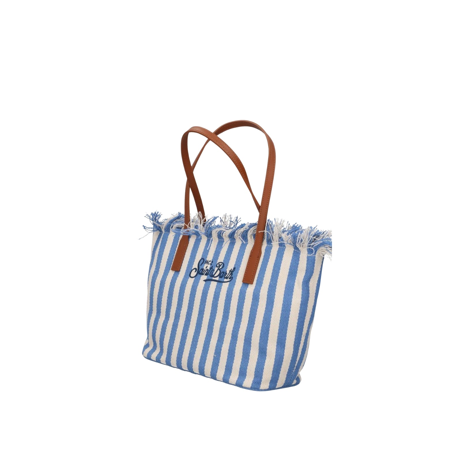 Borsa shopper City medium con frange - BLU