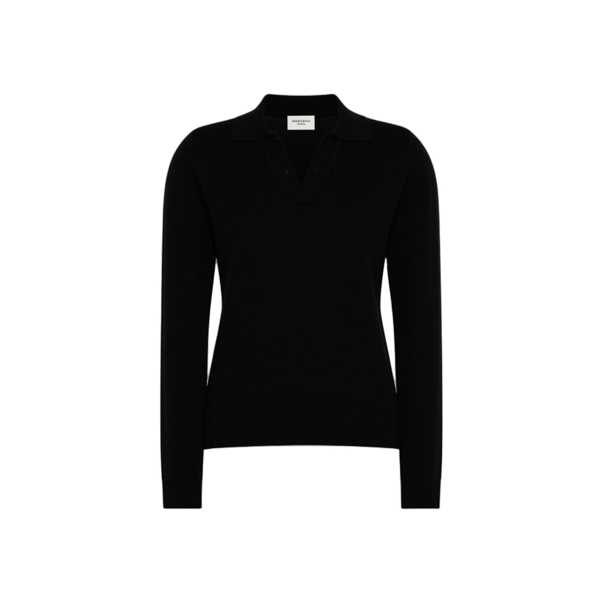 Maglia in lana e cachemire con colletto polo - Nero