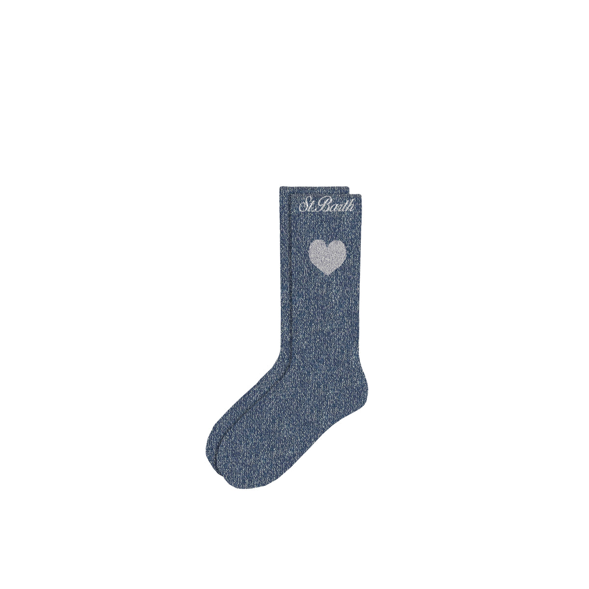 Calzini in lurex con motivo cuore-BLU