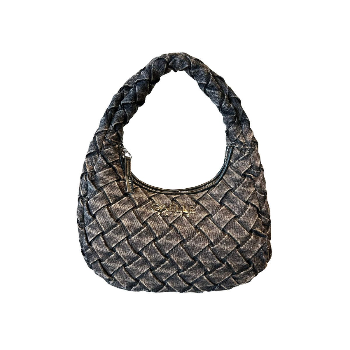 Borsa Maxi Hobo in denim plissé - Nero