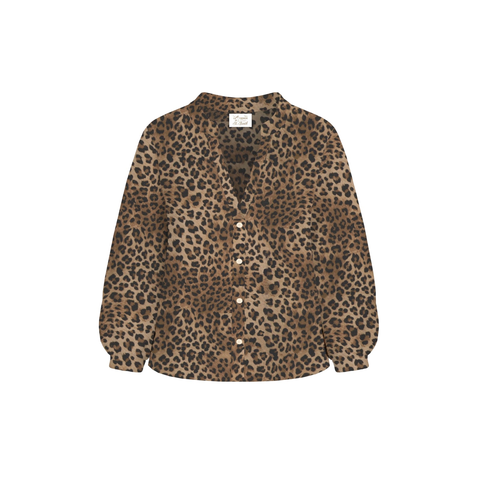 Blusa Liona in voile di seta con stampa animalier