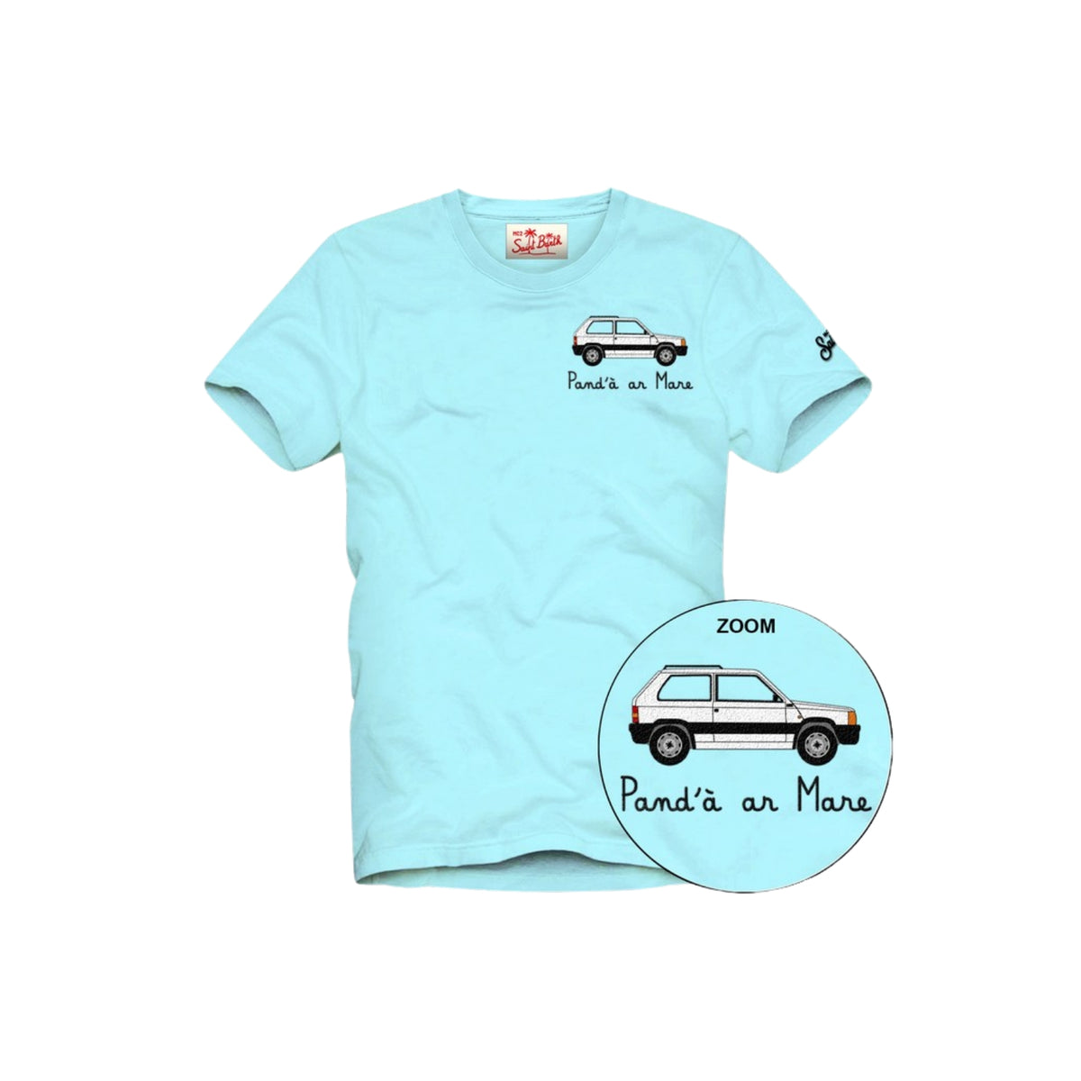 T-shirt Portofino con ricamo logo manica - Celeste